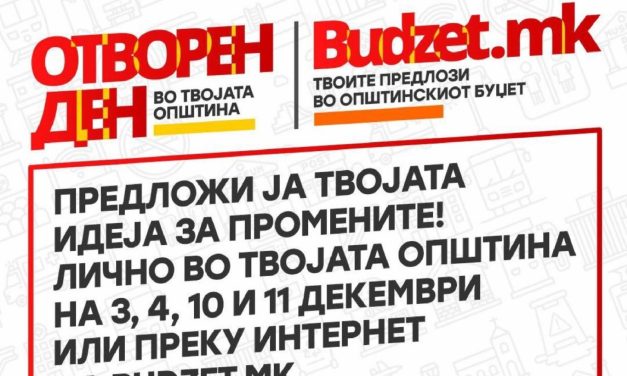 Отворени денови за предлози и идеи од граѓаните за следниот општински буџет